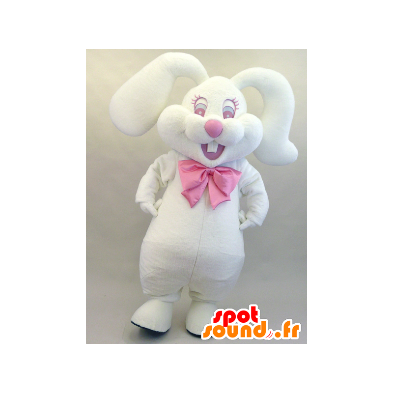 Mascotte Rippyi. Mascotte coniglietto bianco e rosa soffice - MASFR28457 - Yuru-Chara mascotte giapponese