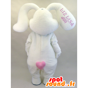 Rippyi Maskottchen. Maskottchen-weiß und rosa bunny flauschig - MASFR28457 - Yuru-Chara japanischen Maskottchen
