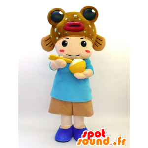 Mascot Tabenba-kun. Mascotte child with a fish - MASFR28459 - Yuru-Chara Japanese mascots