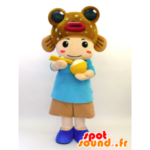 Mascotte Tabenba-kun. Mascotte bambino con un pesce - MASFR28459 - Yuru-Chara mascotte giapponese