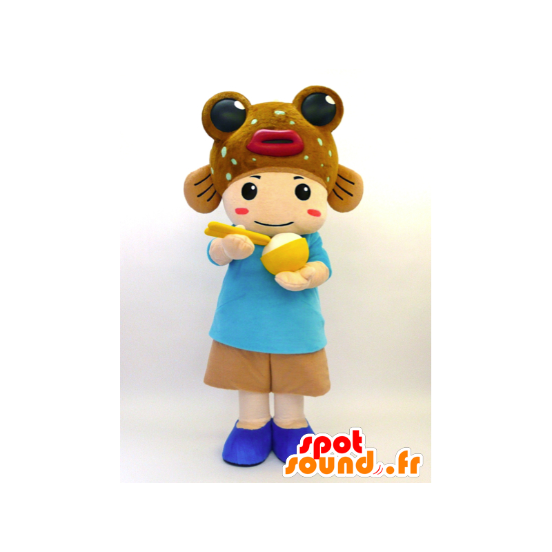 Mascot Tabenba-kun. Mascot kind met een vis - MASFR28459 - Yuru-Chara Japanse Mascottes