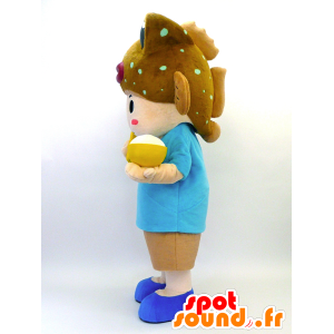 Mascotte Tabenba-kun. Mascotte bambino con un pesce - MASFR28459 - Yuru-Chara mascotte giapponese