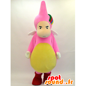 Pink and yellow dragon mascot with wings, very funny - MASFR28465 - Yuru-Chara Japanese mascots