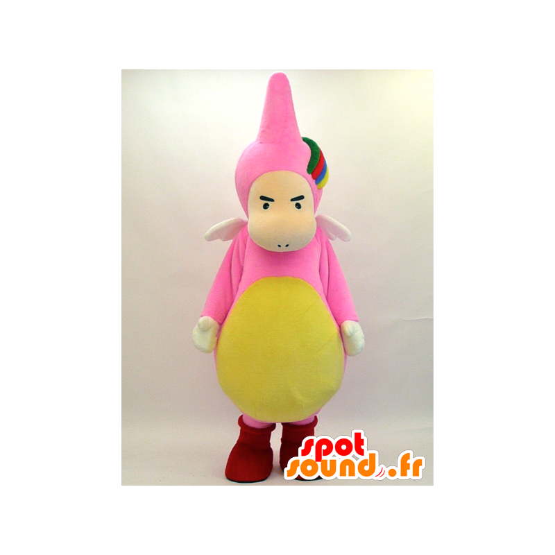 Pink and yellow dragon mascot with wings, very funny - MASFR28465 - Yuru-Chara Japanese mascots