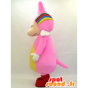 Roze en gele draak mascotte met vleugels, erg grappig - MASFR28465 - Yuru-Chara Japanse Mascottes