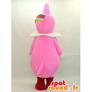 Pink and yellow dragon mascot with wings, very funny - MASFR28465 - Yuru-Chara Japanese mascots