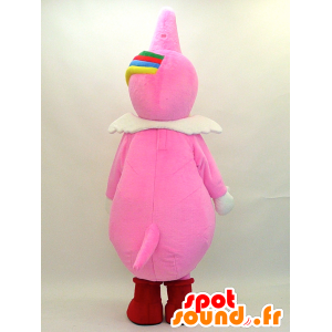 Roze en gele draak mascotte met vleugels, erg grappig - MASFR28465 - Yuru-Chara Japanse Mascottes