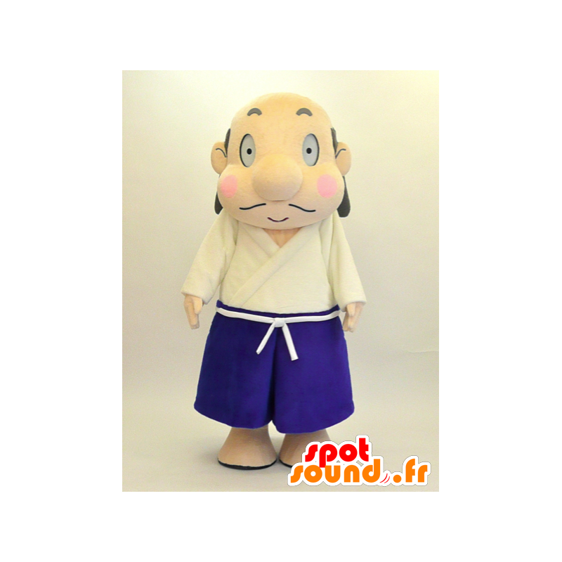 Japanse man mascotte witte en blauwe outfit - MASFR28466 - Yuru-Chara Japanse Mascottes