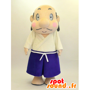 Japonês branco homem mascote e roupa azul - MASFR28466 - Yuru-Chara Mascotes japoneses