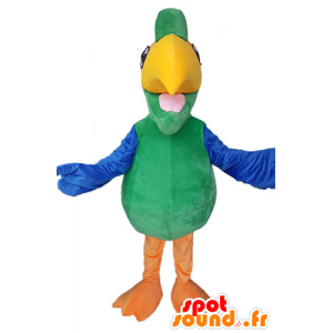 Green parrot mascot, yellow and orange - MASFR028500 - Mascots of parrots