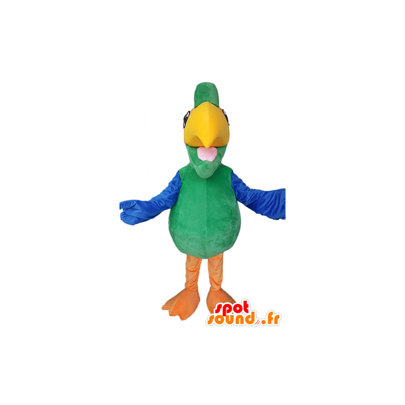 Green parrot mascot, yellow and orange - MASFR028500 - Mascots of parrots