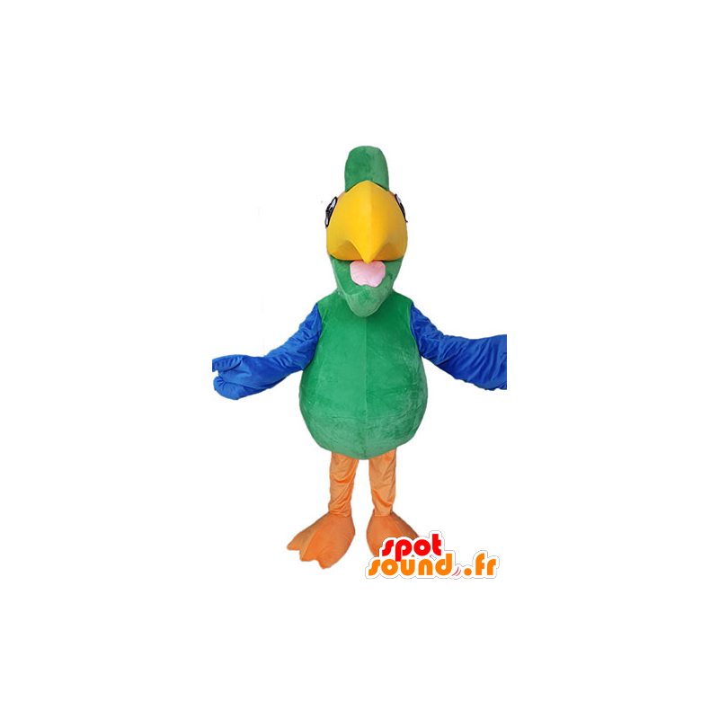 Green Parrot mascote, amarelo e laranja - MASFR028500 - mascotes papagaios