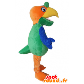 Green parrot mascot, yellow and orange - MASFR028500 - Mascots of parrots