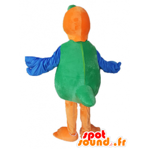 Groene papegaai mascotte, geel en oranje - MASFR028500 - mascottes papegaaien
