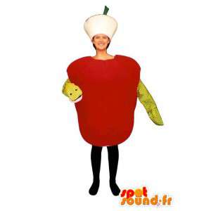 Mascotte de pomme rouge avec un serpent. Fruit défendu - MASFR007230 - Mascotte de fruits