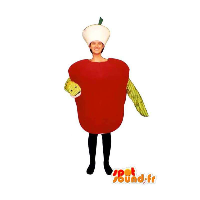 Mascot manzana roja con una serpiente. La fruta prohibida - MASFR007230 - Mascota de la fruta