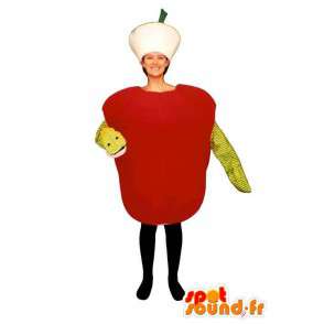 Mascot roten Apfel mit einer Schlange. Verbotene Frucht - MASFR007230 - Obst-Maskottchen