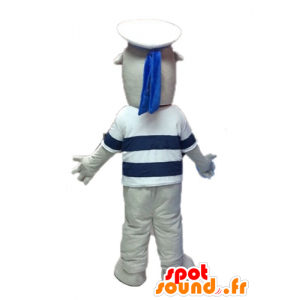 Mascotte d'otarie grise et blanche, habillée en matelot - MASFR028527 - Mascottes Phoque