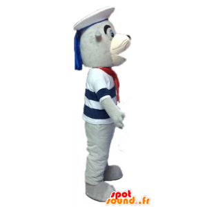 Maskot šedá a bílá lachtan, oblečený v námořník - MASFR028527 - maskoti Seal
