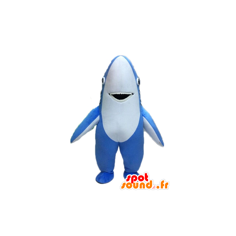 Mascot blauwe en witte haai, reuze - MASFR028528 - mascottes Shark