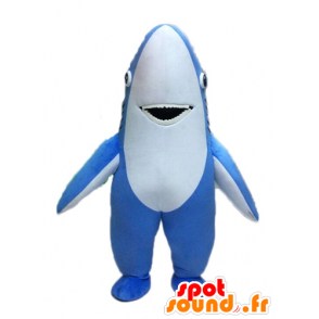 Mascot blauwe en witte haai, reuze - MASFR028528 - mascottes Shark