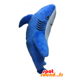 Mascot in blue and white shark, giant - MASFR028528 - Mascots shark