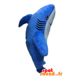 Mascot blauwe en witte haai, reuze - MASFR028528 - mascottes Shark