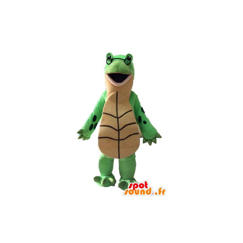 Green turtle mascot and giant beige - MASFR028529 - Mascots turtle