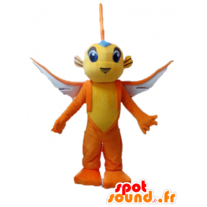 Gul og orange flyvende fisk maskot - Spotsound maskot kostume