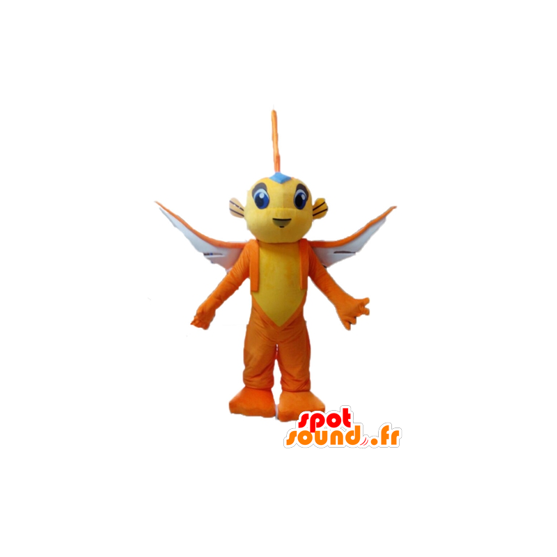 Yellow flying fish mascot and orange - MASFR028530 - Mascots fish