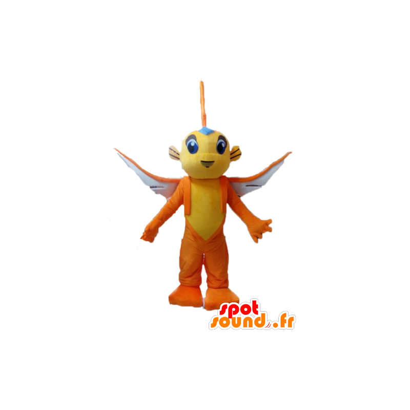 Gul och orange flygfiskmaskot - Spotsound maskot
