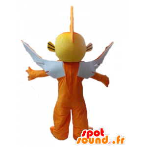 Yellow flying fish mascot and orange - MASFR028530 - Mascots fish