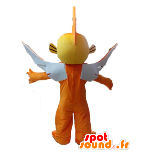 Gul och orange flygfiskmaskot - Spotsound maskot