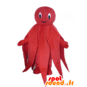 Blæksprutte maskot, rød blæksprutte, kæmpe - Spotsound maskot