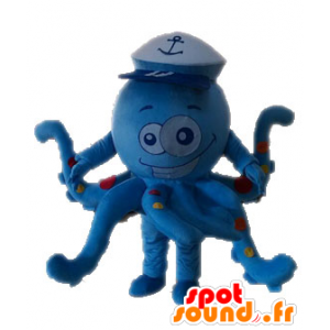 Blæksprutte maskot, blå blæksprutte med prikker - Spotsound