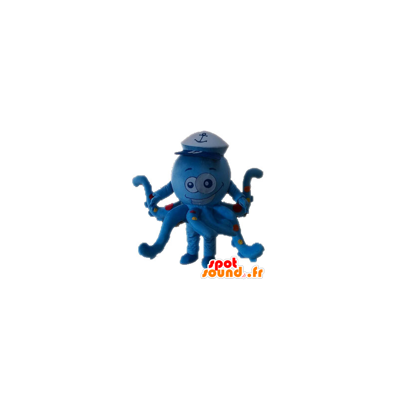 Mascot octopus, blue octopus with peas - MASFR028535 - Mascots fish