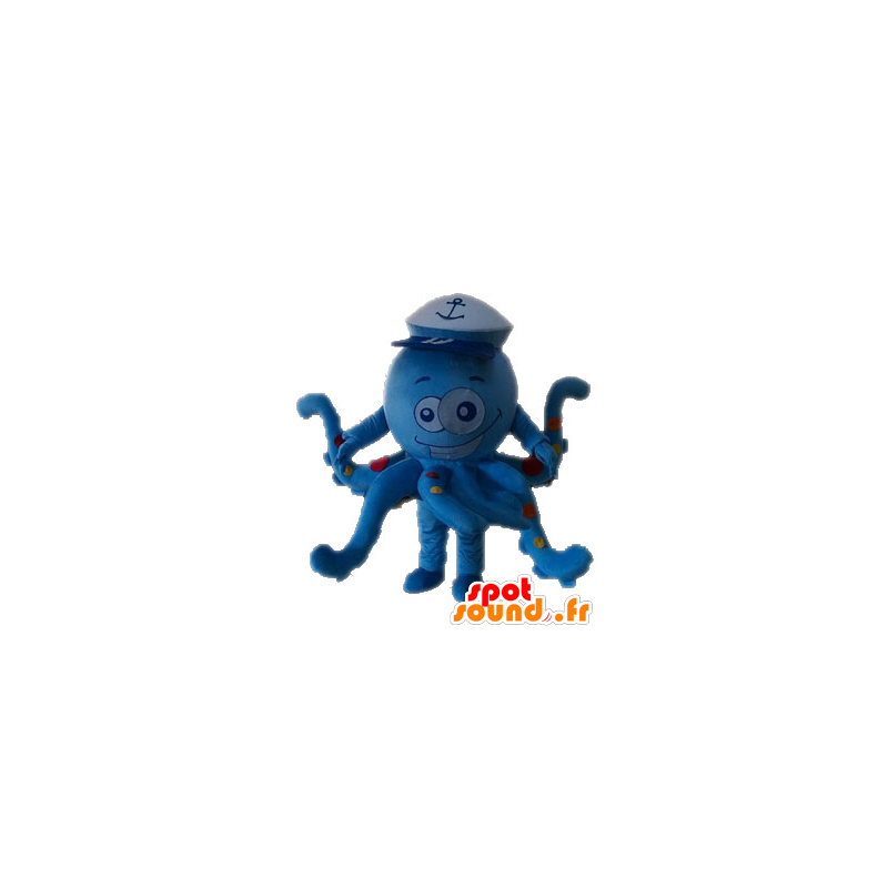 Mascotte de pieuvre, de poulpe bleu à pois - MASFR028535 - Mascottes Poisson