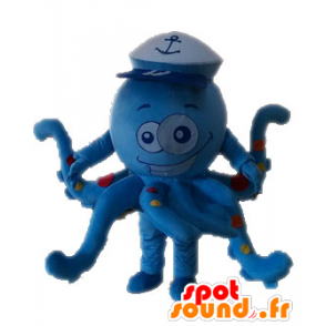 Mascot octopus, blue octopus with peas - MASFR028535 - Mascots fish