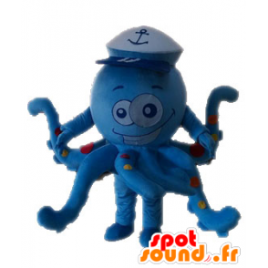 Mascot octopus, blauwe octopus met erwten - MASFR028535 - Fish Mascottes