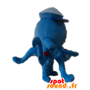 Mascot octopus, blue octopus with peas - MASFR028535 - Mascots fish