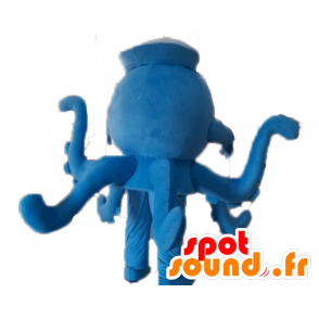 Bläckfiskmaskot, blå bläckfisk med prickar - Spotsound maskot
