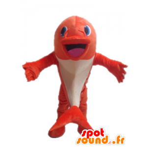 Orange og hvid fiskemaskot. Delfin maskot - Spotsound maskot