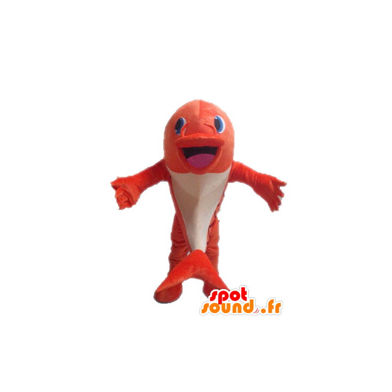 Arancio e bianco mascotte pesce. Dolphin mascotte - MASFR028538 - Delfino mascotte