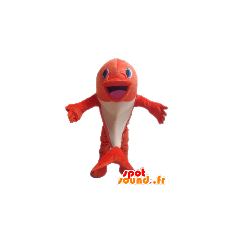 Mascotte de poisson orange et blanc. Mascotte de dauphin - MASFR028538 - Mascottes Dauphin