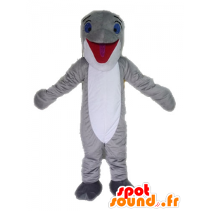 Mascotte de dauphin gris et blanc. Mascotte de poisson géant - MASFR028539 - Mascottes Dauphin