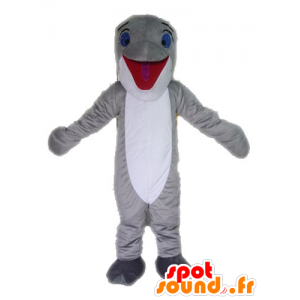 Cinzenta e branca mascote golfinho. mascote peixe gigante - MASFR028539 - Dolphin Mascot