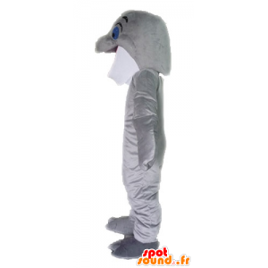 灰色と白のイルカのマスコット。巨大な魚のマスコット-MASFR028539-イルカのマスコット