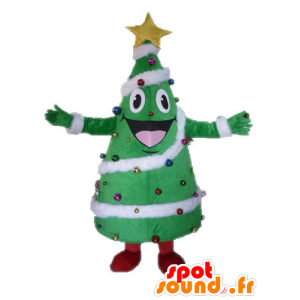 Christmas tree decorated mascot, giant and smiling - MASFR028542 - Christmas mascots