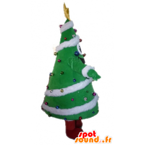 Mascotte de sapin de Noël décoré, géant et souriant - MASFR028542 - Mascottes Noël