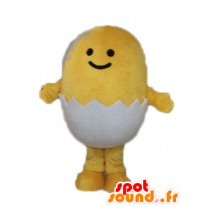 Mascotte de poussin jaune dans une coquille - MASFR028546 - Mascotte de Poules - Coqs - Poulets